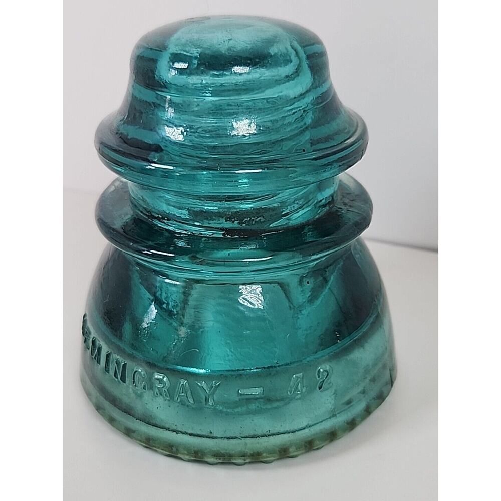 Aqua (Blue/Green) Hemingray 42 Electrical Glass Insulator - Made in USA - Picture 4 of 9